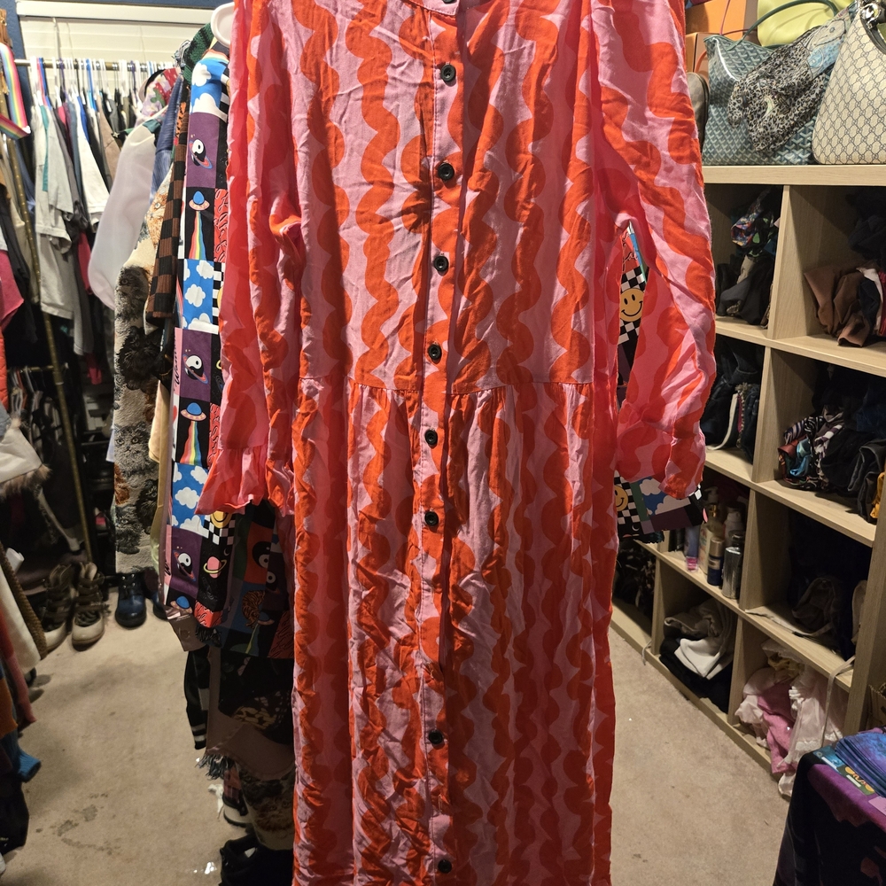 Nooworks Pink and Orange Wave Button-Up